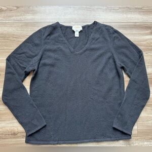TALBOTS PURE CASHMERE V-NECK PULLOVER SWEATER BLACK WOMEN’S SIZE LARGE